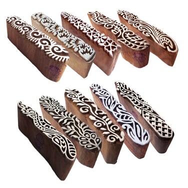 Clay Printing Stamps Urban Border Design Wood Blocks (Set of 10) Htag2157