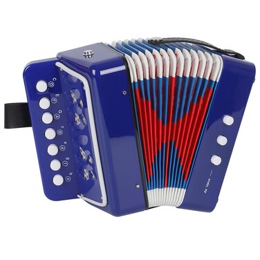 AIMEIS Kids Accordion 10 keys Button Accordian Musical Instrument Mini Accordion for Beginners (Blue)