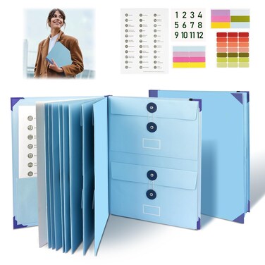 XSG Important Document Organizer, Folio Folders with Pockets .Folder with Labels Pockets, for Emergency Documents, Birth Certificates, Damage Resistant Folder,Passports, School &amp; Offices, (Yellow)