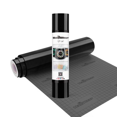 TECKWRAP Permanent Vinyl, 12" x 10 FT Adhesive Vinyl Roll, Perfect for Indoor-Outdoor DIY Craft, Arts, Signs, Scrapbooking, Die Cutters (12in x 120in, Glossy Black)