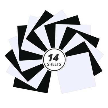 HTVRONT Black &amp; White Permanent Vinyl for Cricut - 14 Pack 12" X 12" Glossy Adhesive Vinyl, Permanent Vinyl Sheets for Craft Projects, Permanent Adhesive Vinyl for Cricut, Silhouette Cameo