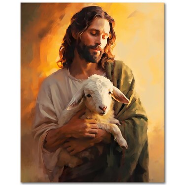 TFIAVSIN Paint by Numbers Jesus Holding A Lamb in His Arms Painting Kits by Number for Adults on Canvas Wall Painting with Paintbrushes Acrylic Pigment for Home Living Room Decor 16 inx20inch