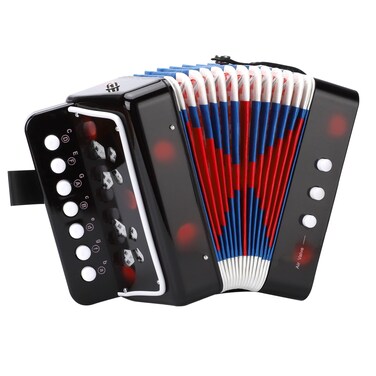 Accordion 10 keys Button Accordion Toy for kids,Musical Instrument,Mini Accordian for Children Beginners (Black)