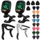 Guitar Capo Guitar Tuner Set, 2 Set Guitar Accessories, Including Guitar Capo Guitar Tuner Guitar Picks and Guitar Pick Holder, for Guitar Players and Guitar Beginners (2 Set)