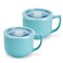 Hoilse Ceramic Soup Bowls with Handle and Vented Lid, 32oz Large Wide Soup Mugs with handles, Soup Cups for Ramen, Pastas, Salads, Cereals, Microwave and Dishwasher Safe- set of 2 (Blue)