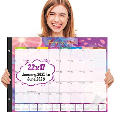 Gannyfer Large Desk Calendar 2025-18 Month Calendar Jan 2025 - Jun 2026, 22" x 17" Desktop Pad Calendar, Office Supplies Perfect for Planning and Organizing In Your Home, School or Office