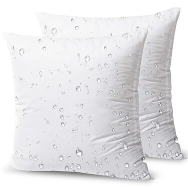 Phantoscope Premium Outdoor Pillow Inserts - Pack of 2 Square Form Water Resistant Polyester Throw Pillows, Couch Sham Cushion Stuffer, 18 X 18 inches