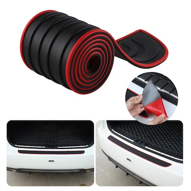 SINGARO Car Rear Bumper Protector, 41inch x3.5inch Car/SUV Universal Rubber Anti-Scratch Trunk Exterior Accessories（Red Border）