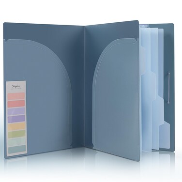SKYDUE Accordion File Organizer, 5 Pocket Expanding File Folders with Pockets，Document Organizer Folio Portable Paper Organizer，School Office Supplies Black Blue