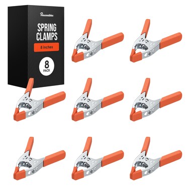Houseables Spring Clamps, Clamps Heavy Duty, Spring Clips, 6 Inch, 8 PK, Heavy Duty Clamps, Metal Clamps, Metal Clamps Heavy Duty, Claps, Large Clamps, Hand Clamps, Squeeze Clamps, Clamp Clips, Orange