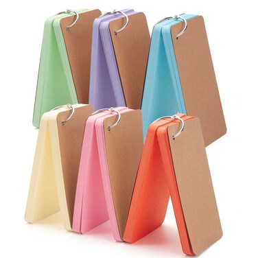 300PCS Blank Index Cards with Rings, 3x5 Blank Flash Cards for Studying, Hole-punched Colored Cardstock Heavy Weight Note Cards for Language Learning Game Playing FlashCards Crafting Memo Scratch Pad