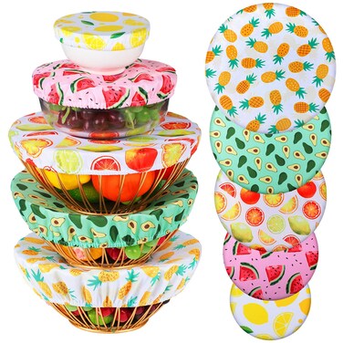 Patelai 10 Pcs Bowl Covers Reusable in 5 Size Stretch Cloth Fabric Bowl Covers Elastic Food Storage Covers Bread Sourdough Bowl Covers Lids for Bread Proofing,Food,Fruits,Leftover(Summer Style)