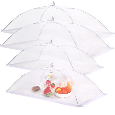 JULBEAR 4 Pcs Extra Large Mesh Food Cover Tent Umbrella Food Screen Covers for Outside Pop-up Mesh Reusable Food Nets for Parties Picnics Outdoor BBQs Collapsible (2 Pcs 40"x24", 2 Pcs 32"x24")