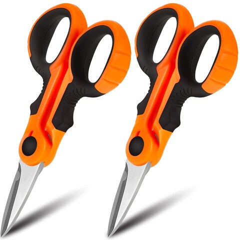 Honoson 2 Pcs Fishing Line Scissors Braided Line Cutters Heavy Duty 3Cr13 Non Slip Serrated Edge Scissors Saltwater Freshwater Braid Scissors Multi Function Line Cutter for Trimming (Blue Black)