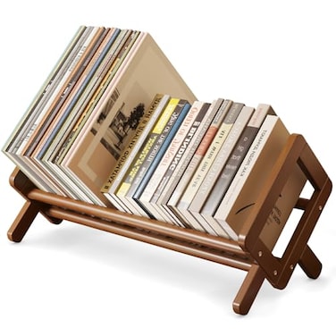 Premium Desktop Bookshelf, Bamboo Desk Bookshelf, Retro Brown Book Rack Shelf Organizer, Stable Bookshelves Storage Rack, Tabletop Bookshelf, Large Magazine Holder Racks for Magazines, Books, Files