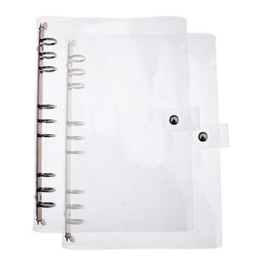 SUPERFINDINGS 2PCS Clear B5 Notebook Binder PVC Plastic Binder Covers 9-Ring Loose Leaf Binder 11.02x8.6x1.02inch Planner Binder Round Ring Clear Binder Cover Protector Snap