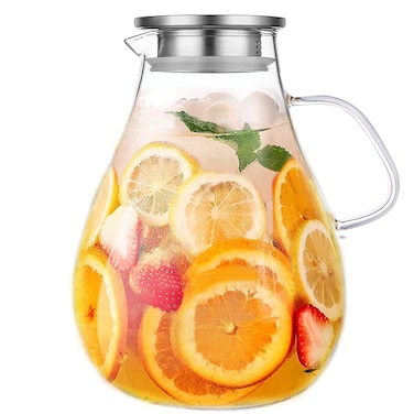 Glass Pitcher with Lid,3000ml - Hot/Cold Water Jug, Juice and Iced Tea Beverage Carafe