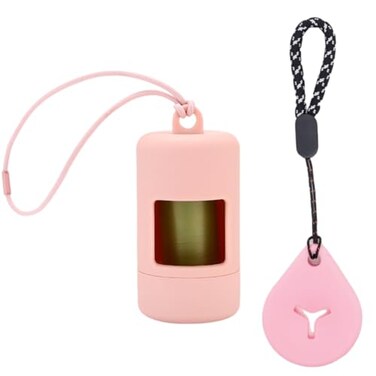 QMEAKMONY Dog Poop Bag Holder for Leashes Compact and Lightweight Poop Bag Dispenser Dog Waste Holder Easy Replacement and Cleaning (Pink)