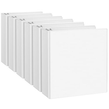 CIXILDTS 2 Inch D Ring Binders, 3 Ring Binder Fit US Letter Size Paper, 2" Slant D Ring View Binder with 2 Pocekts, 6-Pack, White