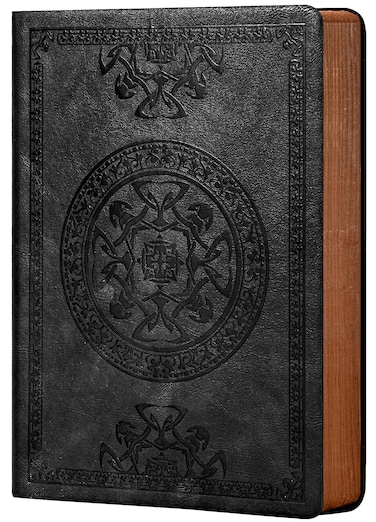 CAGIE Lined Journal for Men Soft Cover Notebook Leather Journals for Writing, 180 Lay Flat Vintage Mens Journal Personal Diary, 5.7'' X 8.3'', Black