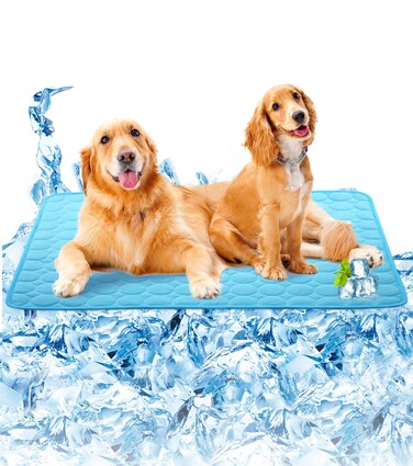 SOMOYA Dogs Self Cooling Mat Pet Cool Pads Blanket Hot Weather Sleeping Kennel Mat,Washable Ice Silk Sleep Mat Pad Non-Toxic Breathable for Large Dogs Cats No Water(Extra Large,Blue)