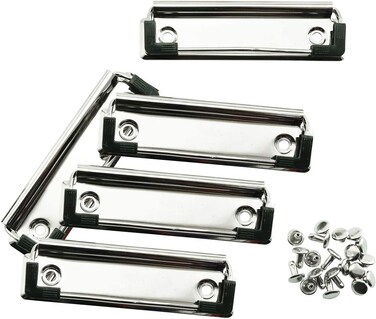 TAODAN 5pcs Metal Clipboard Clips with Rubber Feet,Mountable Document File Board Clips for Office, School Stationery Supplies 10cm