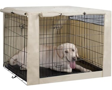 HiCaptain Dog Crate Cover for 54 Inches Wire Crates, Heavy-Duty Polyester Indoor Dog Kennel Cover Universal Fit for 1 2 Doors Standard Metal Cage (54 inches, Light Tan)