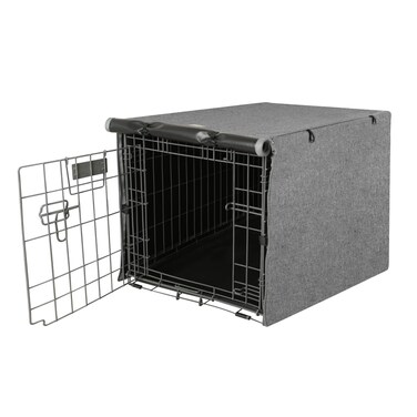 Seiyierr Dog Crate Cover - Kennel Covers Fit for 30 Inch Dogs Crate, Double Door Polyester for Wire Puppy Cage Indoor Outdoor Protection, Grey