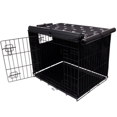 Pet Prime Dog Crate Cover Indoor/Outdoor Durable Windproof 600D Oxford Fabric Pet Kennel Cover Fit for 24 30 36 42 48 Inches Wire Dog Crate for Small and Large Dogs-Cover Only (48 Inch (48"x30"x33"))
