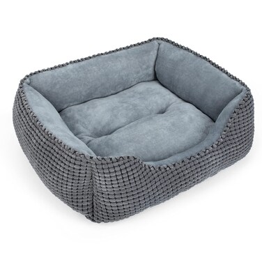 MIXJOY Dog Bed for Large Medium Small Dogs, Rectangle Washable Sleeping Puppy Bed, Orthopedic Pet Sofa Bed, Soft Calming Cat Beds for Indoor Cats, Anti-Slip Bottom with Multiple Size (30'', Grey)