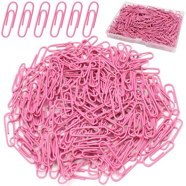 Elisel Paper Clips, 200pcs Medium Size (1.3 inch) Colored Paper Clip,Durable and Rustproof Coated Paper Clips, Great for Office, School and Personal Use (Pink)