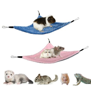 GOMIBABY Pack of 2 Hanging Corner Hammock with Hooks for Ferrets, Rats, Guinea Pigs, Chinchillas, Hamsters, Hedgehogs, and Other Small Animals.