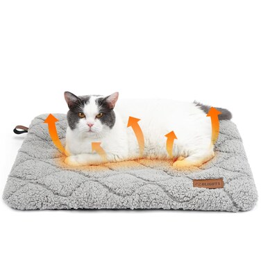 Self Warming Cat Bed Self Heating Cat Dog Mat 24 x 18 inch Soft &amp; Fluffy Cat Bed Noiseless Thermal Pet Pad for Indoor Outdoor Pets with Removable Cover Non-Slip Bottom (24"L x 18"W x 1.2"Th)
