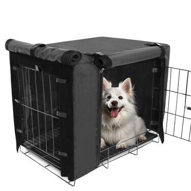 HABOPET Dog Crate Cover for 42 inches Wire Dog Crate Waterproof, Double Door for Large Pet Kennel Cover, 42 x 28 x 30inch, Black