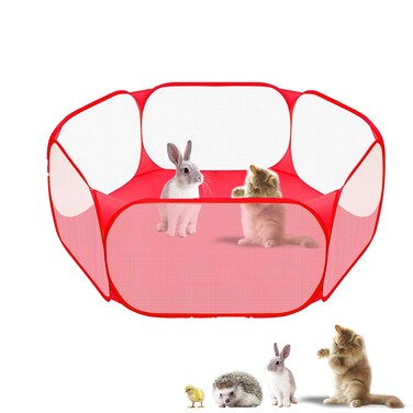 Small Animals Playpen, Portable Pop-up Open Interactive Pet Tent, Indoor Outdoor Fence for Rabbits, Guinea Pig, Hamster, Chinchillas, Kittens, Puppies