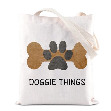 FOTAP Dog Lover Shopping Bag Dog Owner Tote Bag Doggie Things Tote Bag Pet Dog Tote Bag Dog Toys Tote Bag Dog Park Shopping Bag Doggie Gift (DOGGIE THING)