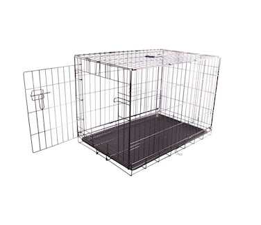 FOURPAW Durable, Foldable Metal Wire Dog Crate with Tray, Single Door, 24 x 16.7 x 19 Inches, Black