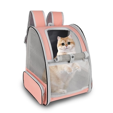 Cat Backpack Carrier,Pet Carrier Airline Approved for Small Dog Cat Puppy Kitten Bunny,Ventilated Mesh Design Animal Backpack for Hiking Camping Travel Bag (Pink)
