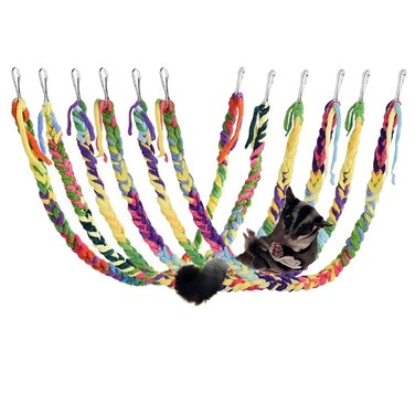RIOUSSI Handmade Hanging Sugar Glider and Rat Toys for Climbing/Exercising/Jungle Exploration, Cage Accessories, Random Color, 6 Pack