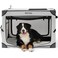 EHEYCIGA Portable Dog Travel Crate 42 Inches, Collapsible Dog Crate for Extra Large Dogs, Soft Foldable Dog Kennel with 4-Door Mesh Windows Indoor &amp; Outside, Grey