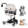 Beberoad Pets T4 PRO Pet Stroller for Small Medium Dogs, Cat Strollers for 2 Cats, 4 Wheels Folding Pet Stroller for Cats with Pad, Canopy and Cup Holder, Beige
