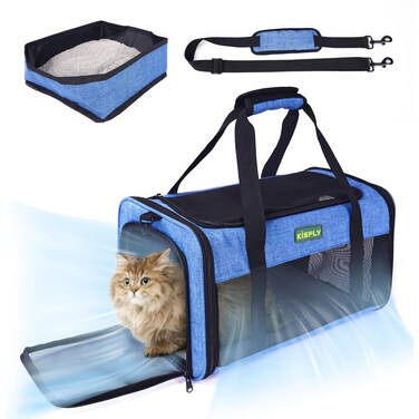 TSA Approved Pet Carrier in Cabin 17 x 11 x 9.5 inches, Small Dog Airline Approved Carrier Up to 16 Lbs, Cat Carrier Soft, Bunny Cat Puppy Travel Carrier, Airline Pet Carrier Under Seat, Blue