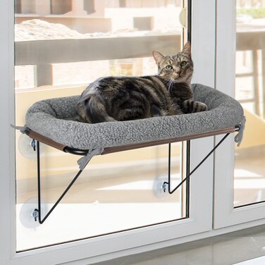 LSAIFATER Cat Window Perch with Supported Under Metal, Cat Hammock with Spacious and Comfortable Pet Bed for Kittens &amp; Large Cats, Cat Gifts for Your Beloved Cat