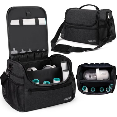 POCDUORG Pet Travel/Grooming Supplies Organizer Carry Bag - Compatible with Oneisall/Neabot Dog Grooming Vacuum, Large Capacity - Bag Only (Black)