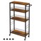 YBING Slim Storage Cart 4 Tier Kitchen Rolling Cart on Wheels Mobile Narrow Cart with Wooden Tabletop Slide Out Utility Cart for Bathroom Laundry Narrow Places Rustic Brown 16.5''L X 7.3''W X 34.6''H