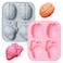 2 Pack Human Heart Brain Silicone Molds, 4 Cavity Halloween 3D Organ Shapes DIY Silicone Fondant Cake Mold Tray Muffin Baking Tools for Chocolate Candy Mousse Pudding Handmade Soap Candle Clay