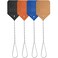 Zopeal 4 Pcs Sturdy Leather Fly Swatter 17 Inch Long Handle Manual Swat Heavy Duty Metal Handle Flyswatter Rustic Fly Swatter for Indoor Outdoor(Royal Blue, Black, Khaki, Dark Brown)