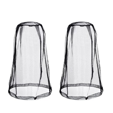 AMBARI Mosquito Head Net Mesh, Bug Net for Head Mosquito Face Net for Outdoor Hiking Camping Fishing Mosquito and Insert Protection (2 Pack Black)