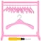 Civaner Doll Garment Rack with Wooden Dolls Clothes Hanger for 18 Inch Girl Doll Clothes Mini Doll Clothes Hangers Doll Wardrobe Furniture Accessories for Dollhouse Baby Shower Supplies(Pink)