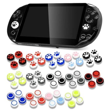 4PCS Silicone Thumbstick Grip Cap Joystick Analog Protective Cover Case for Psvita PS Vita PSV 1000 2000 Slim Game Console (Dot Black)